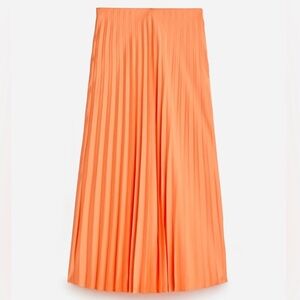 JCrew Pleated Midi Skirt Orange size Small NWT